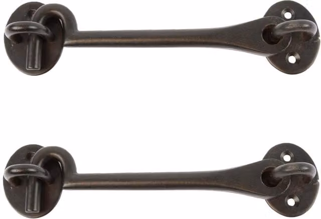 Hammer and Tongs Rustic Iron Cabin Hook and Eye, Matt Black, Pack of 2, Width: 16.5 cm – 1