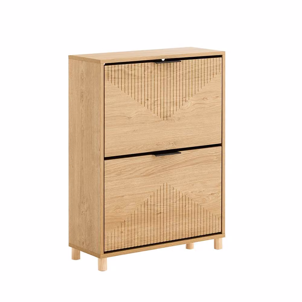 SoBuy Modern Slim Shoe Cabinet with Tilting Compartments and Internal Shelves – 2