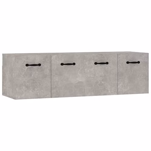 vidaXL Set of 2 Modern Wall Mounted Cabinets in Grey MDF with Hinged Doors, W/D/H: 80 x 35 x 36.5 cm – 1