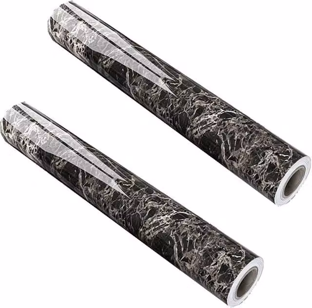 FLAVORA Black Marble Kitchen Worktop Covering Peel and Stick Film, 0.6 m2 – 1