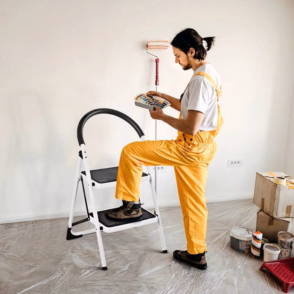 Costway 2 Step Folding Household Step Ladder with Handle and Anti-Slip Platform in Black – 3