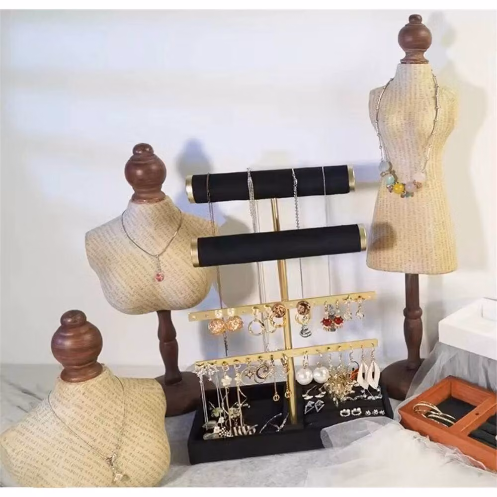 Nordara 3 Tier Jewelry Stand Bracelet Necklace and Earring Organiser in Black and Gold – 3