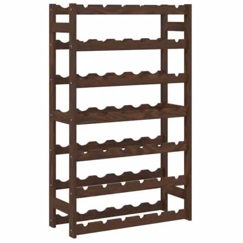 vidaXL Brown Solid Wood Pine Wine Rack for 42 Bottles