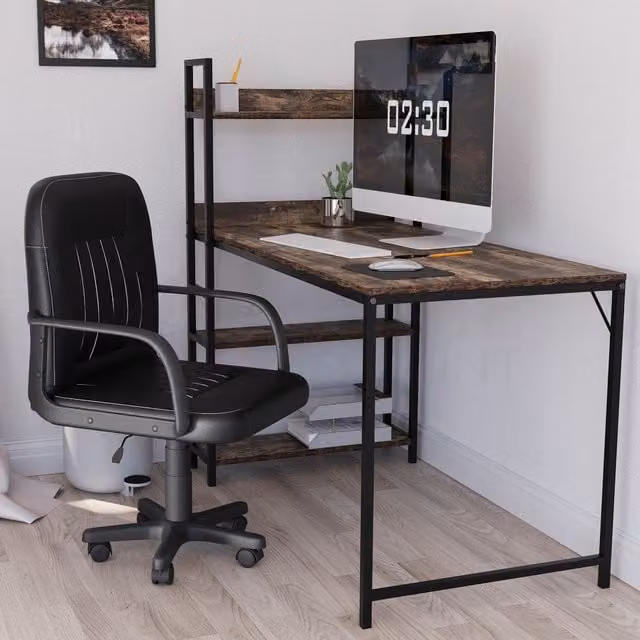 Vida Designs Morton Black Synthetic Leather Swivel Task Chair with Armrests