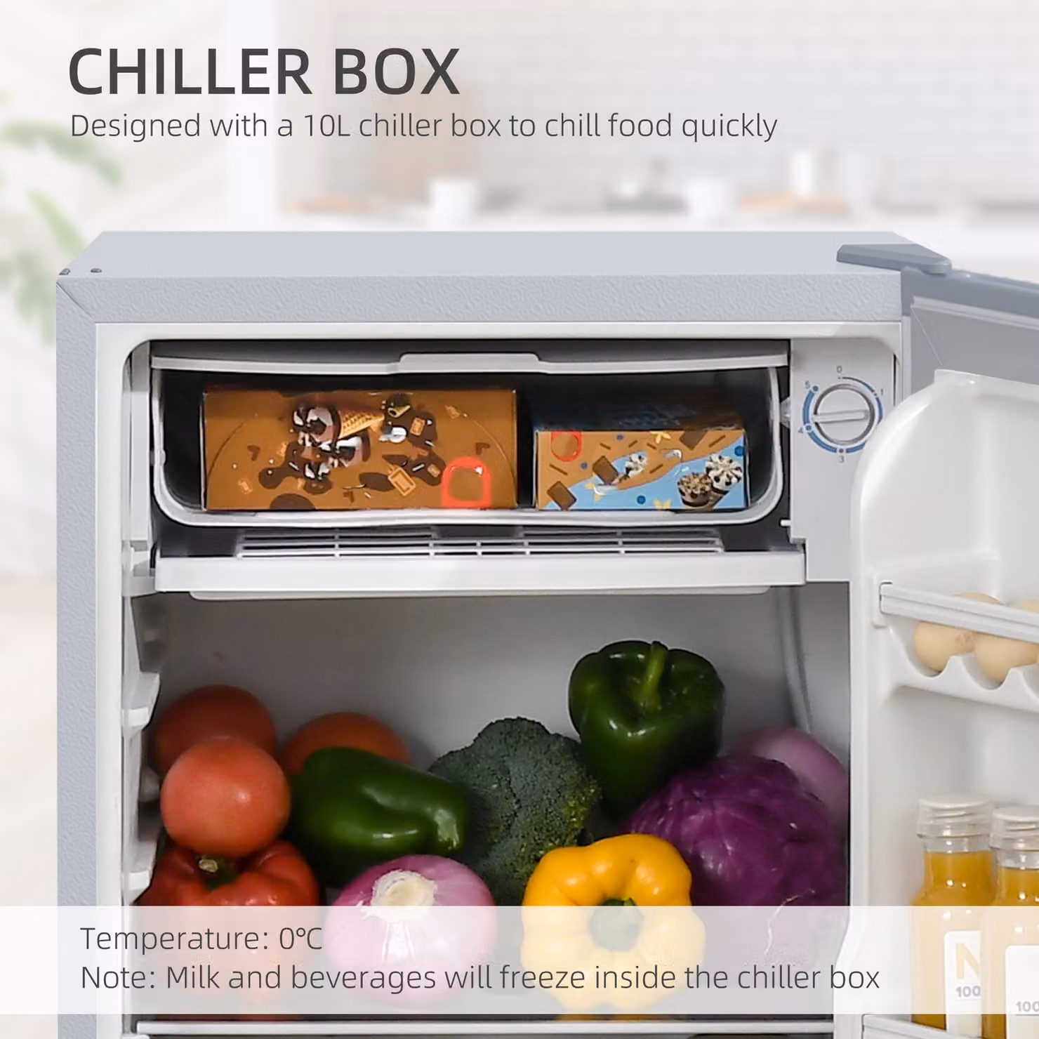 HOMCOM Under Counter Fridge Freezer, 91L, Grey – 2