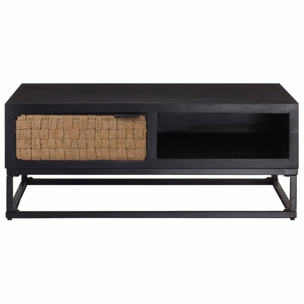 Berkfield Home Solid Mango Wood Coffee Table in Black, W/D/H: 90 x 60 x 35 cm – 2