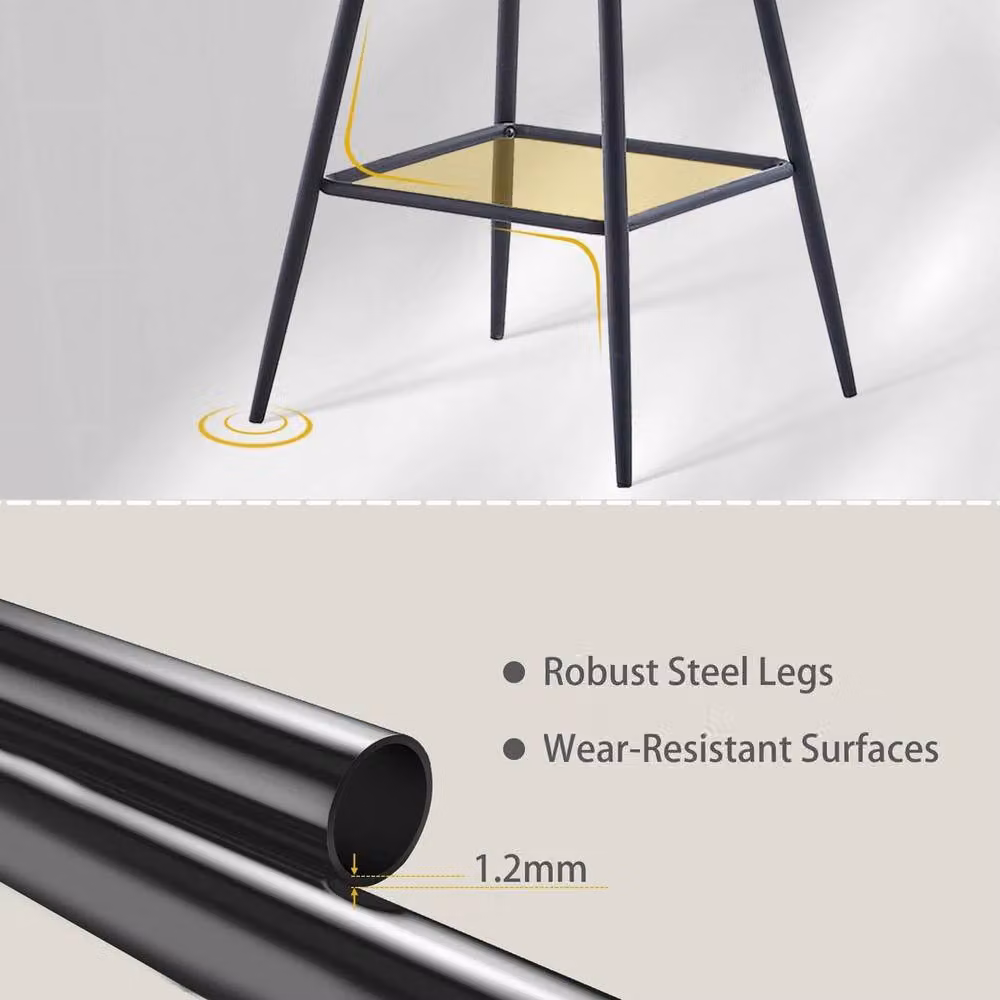 FORGEVIO Set of 2 Modern Black Metal Breakfast Bar Stools – 4