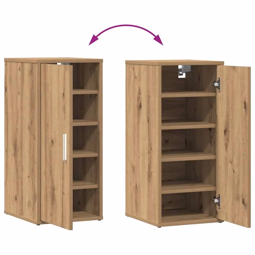 Berkfield Home Artisan Oak Shoe Cabinet in Brown, W/D/H: 32 x 35 x 70 cm – 3