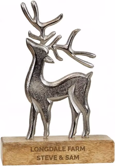 Personalised Memento Company Personalised Stag Ornament in Brown and Silver