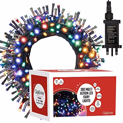 Globrite Multicolour 300 LED String Fairy Lights with Remote Control and Timer for Indoor and Outdoor Decoration – 6