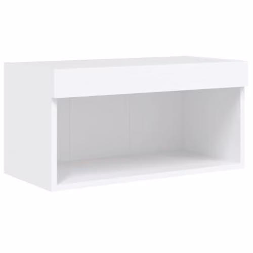 vidaXL Modern White MDF TV Cabinet with LED Lights W: 60 cm, D: 30 cm, H: 30 cm – 1