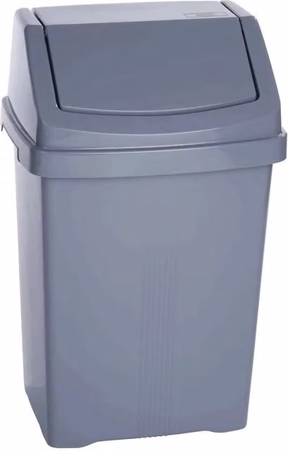 PAWNORA 50 Litre Plastic Swing Lid Kitchen Bin in Silver – 1