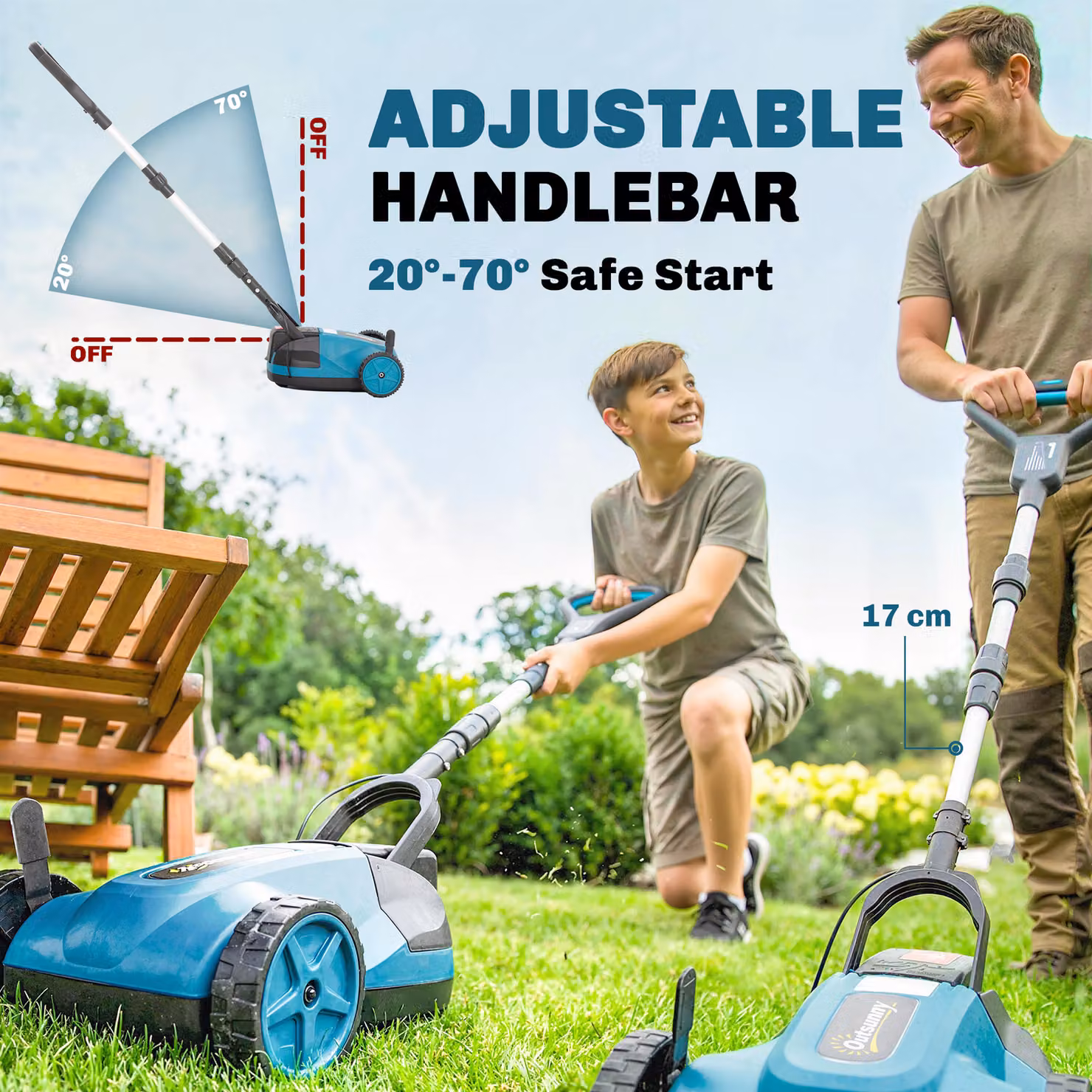 Outsunny 18V Cordless Lawnmower with 2 x 4Ah Batteries, Charger and 21cm Cutting Width – 5