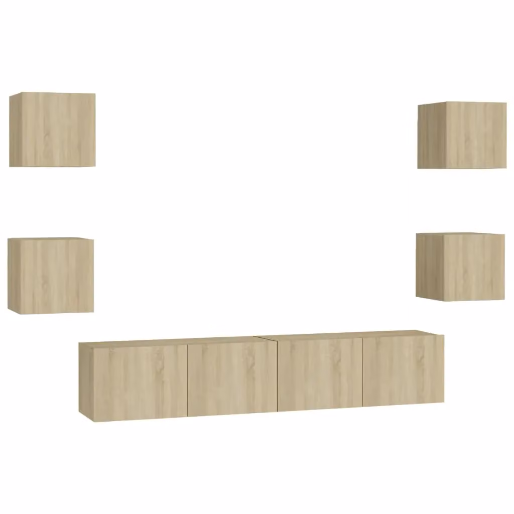 Berkfield Home 6 Piece Sonoma Oak TV Cabinet Set in Brown – 2