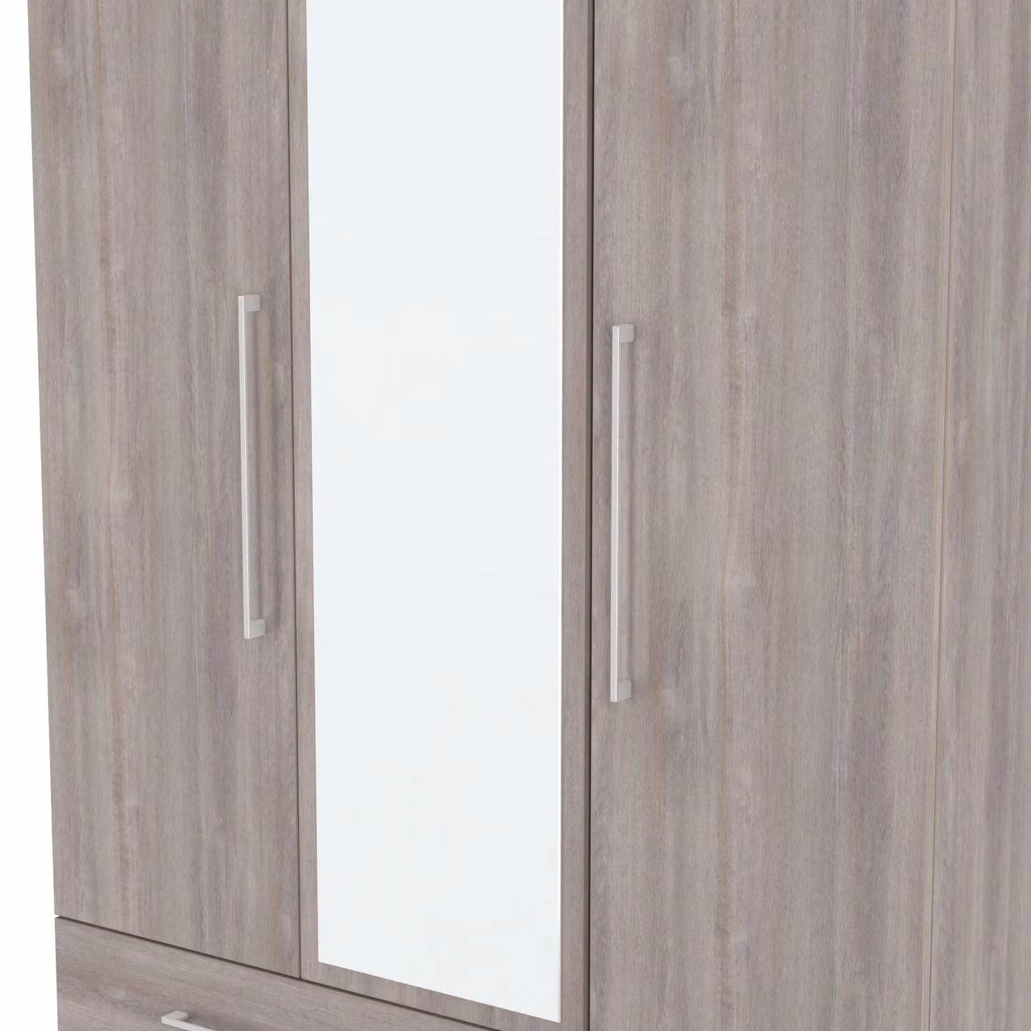 Ready Assembled 2 U Gloucester Triple Mirror Wardrobe with 2 Drawers in Light Grey – 3