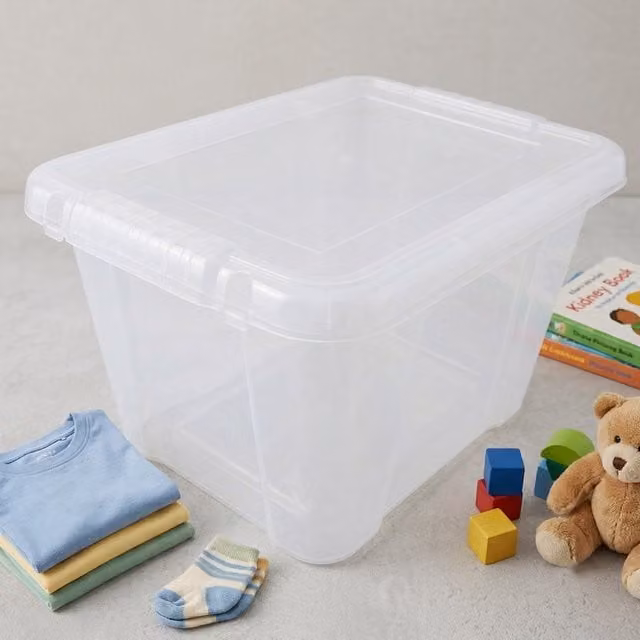 Storm Trading Group Multipurpose 24-Litre Stackable Storage Box with Lid, Transparent