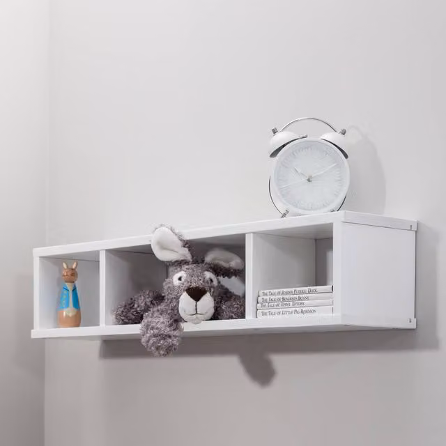 Nöa and Nani White Minimalist Wall Mounted Pine Wood Cube Shelving Unit
