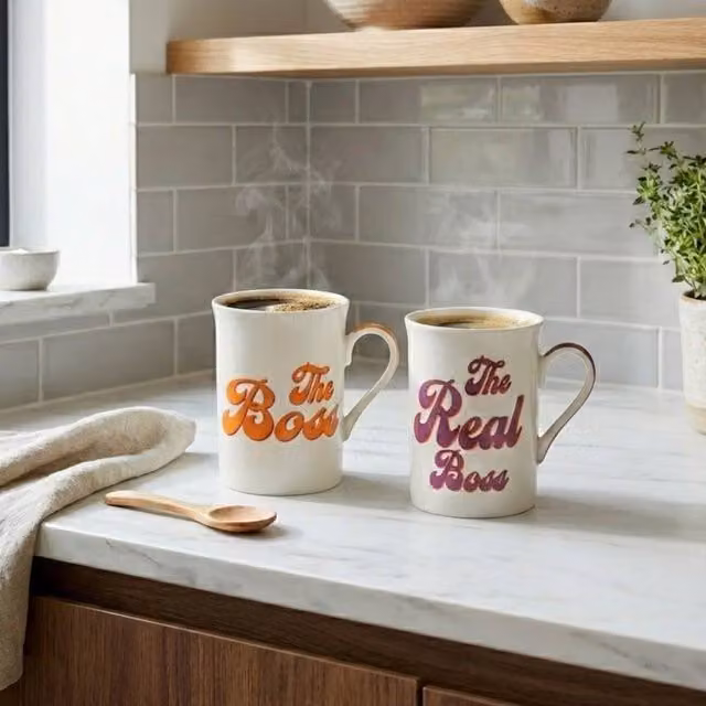 Lesser & Pavey His N Hers Boss & Real Boss Mug Set of 2, 275ml each, White and Multicolour – 2