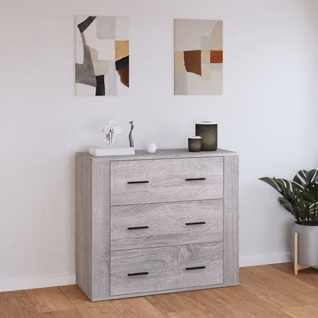 Berkfield Home Grey Sonoma Sideboard in Engineered Wood, W/D/H: 80 x 33 x 70 cm