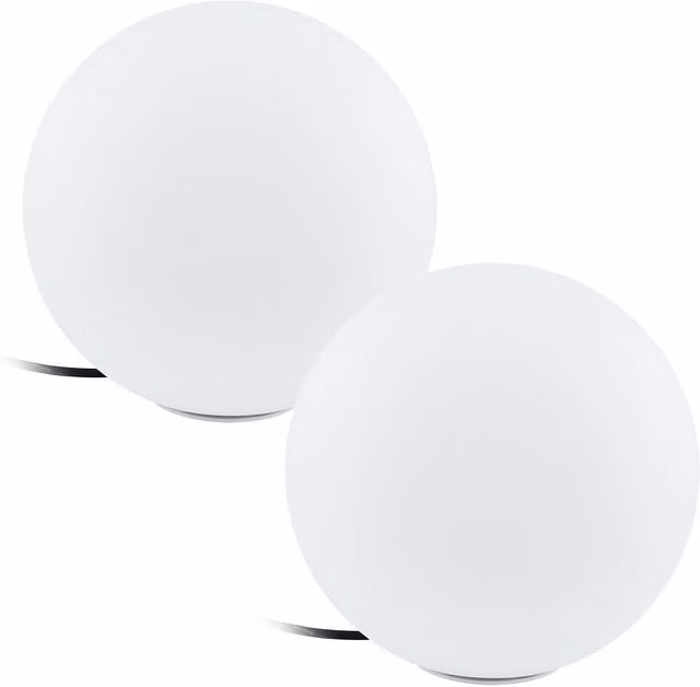Loops 2 Pack White Plastic IP65 Outdoor Garden Ball Lights, Diameter: 30 cm, E27 Socket