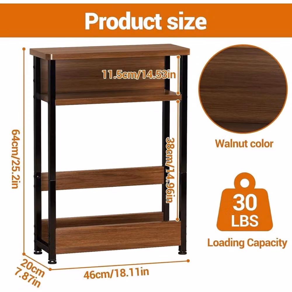 Havendro 3-Tier Brown Wood Side Table and Bedside Nightstand – 2