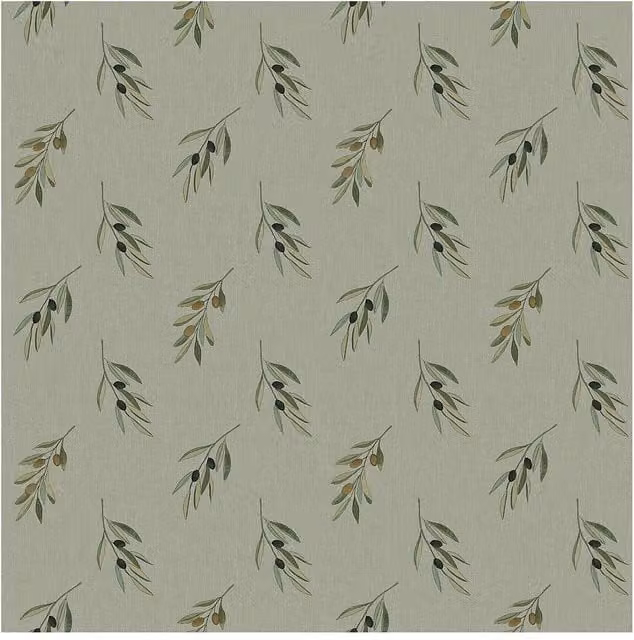 Sophie Allport Olive Branch Greenhouse Wallpaper in Green and Silver, Width: 52 cm, Length: 1000 cm