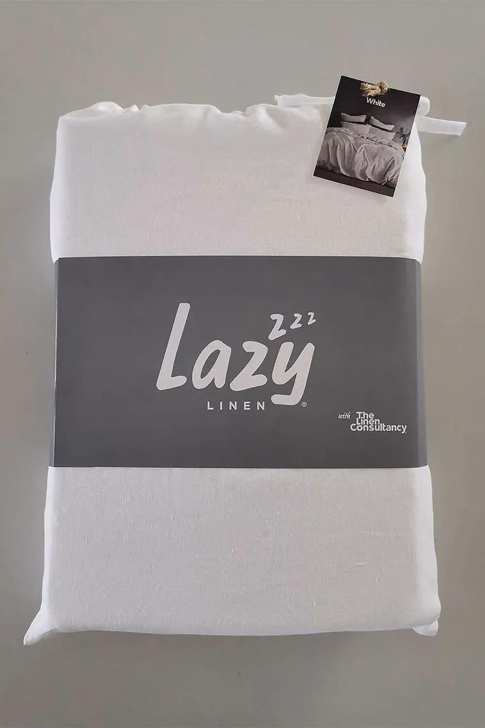 Lazy Linen Pure Washed Linen Duvet Cover in White, Single – 2