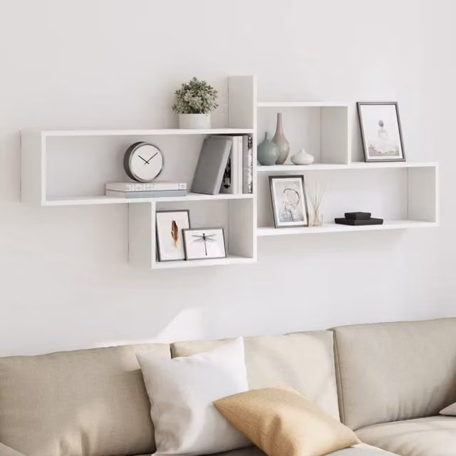 Berkfield Home Wall Mounted Shelf in White, W/D/H: 167.5 x 18 x 68 cm – 1