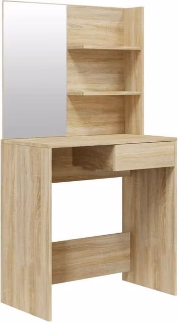 Berkfield Home Sonoma Oak Dressing Table with Mirror in Light Tan, W: 74.5 cm, D: 40 cm, H: 141 cm – 1