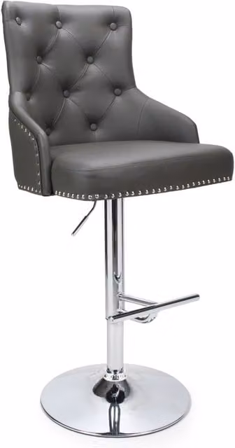 Shankar Rocco Grey Leather Effect Bar Stool with Metal Frame