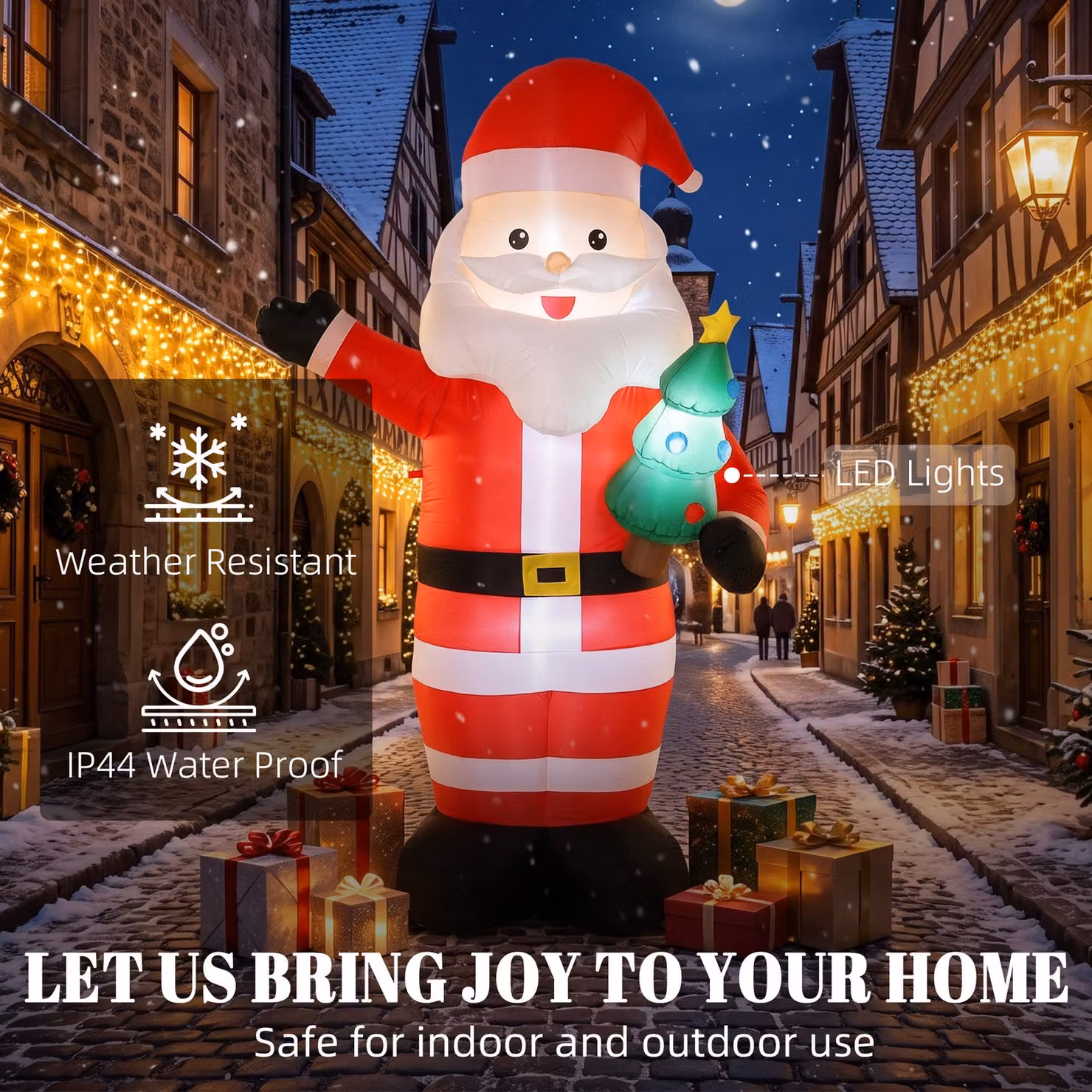 Outsunny 8ft Inflatable Red Santa Christmas Decoration with Bright LED Lights – 4