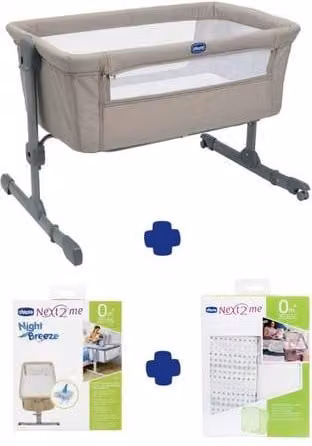 Chicco Next2Me Starter Bundle with Crib, Mattress Protector and 2 Sheets in Beige