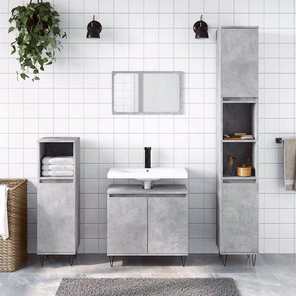 Berkfield Home Freestanding Bathroom Cabinet in Concrete Grey, W/D/H: 58 x 33 x 60 cm – 2