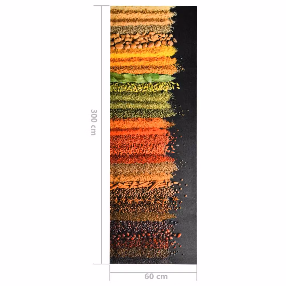 Berkfield Home Spice Washable Non-Slip Striped Kitchen Carpet, Multicolour, W/D/H: 60 x 300 cm – 2