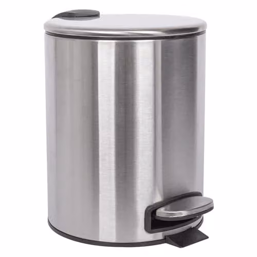 Harbour Housewares 5L Round Stainless Steel Pedal Bin in Silver with Removable Inner Bucket