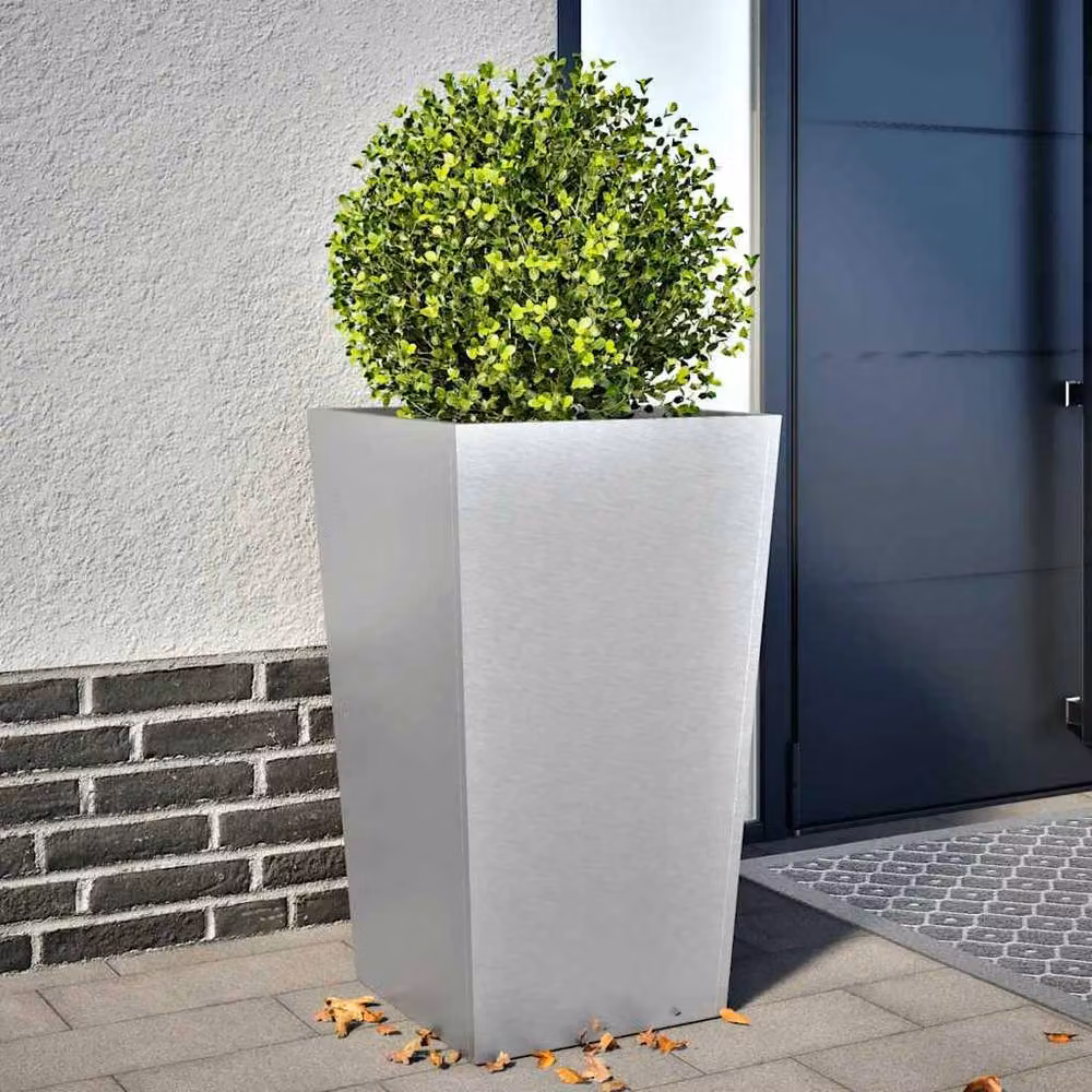 Berkfield Home Galvanised Steel Garden Planter in Grey, W/D/H: 45 x 45 x 75 cm – 2
