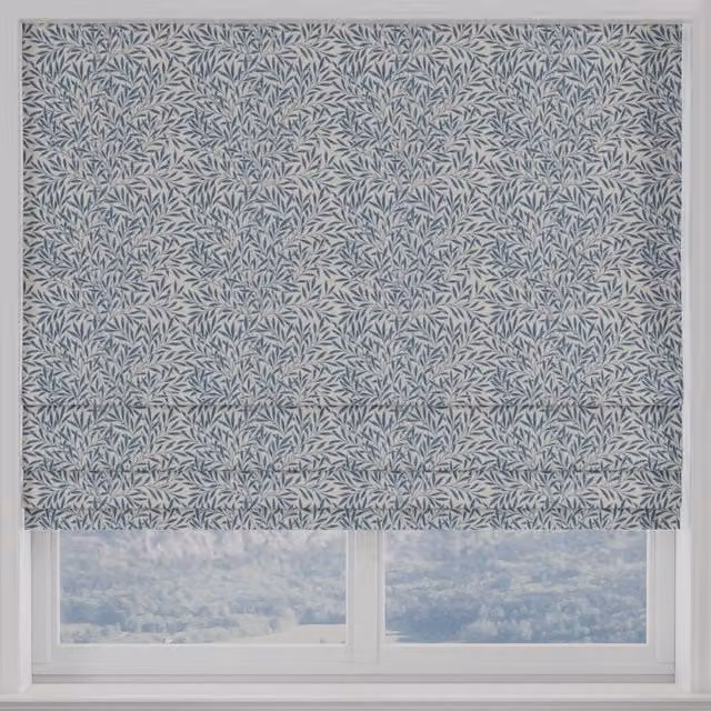 Terrys Heritage Salix Made to Measure Blackout Roman Blind in Blue Floral Design