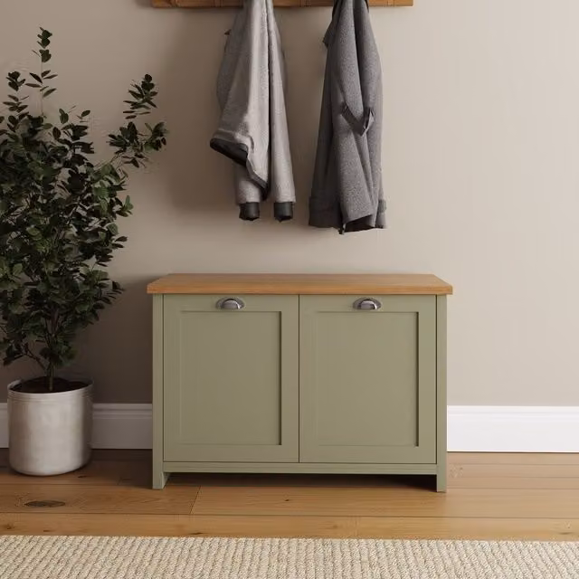 GFW Lancaster 2 Door Green Lacquered Wood Shoe Cabinet – 2