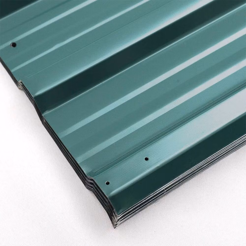FLAVORA 12-Piece Corrugated Galvanised Metal Roof Sheets in Dark Green, W: 52 cm, L: 1000 cm – 3