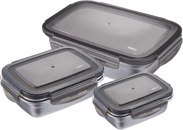 Gefu PREPPO Premium Airtight and Leakproof Food Storage Set, 3 Piece Set in Silver – 1