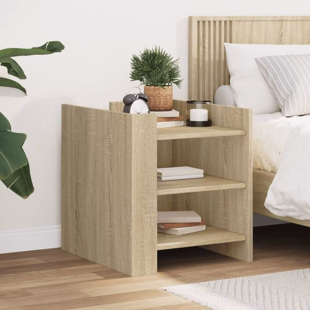 Berkfield Home Sonoma Oak Bedside Cabinet in Light Brown, W/D/H: 45 x 50 x 50 cm – 2