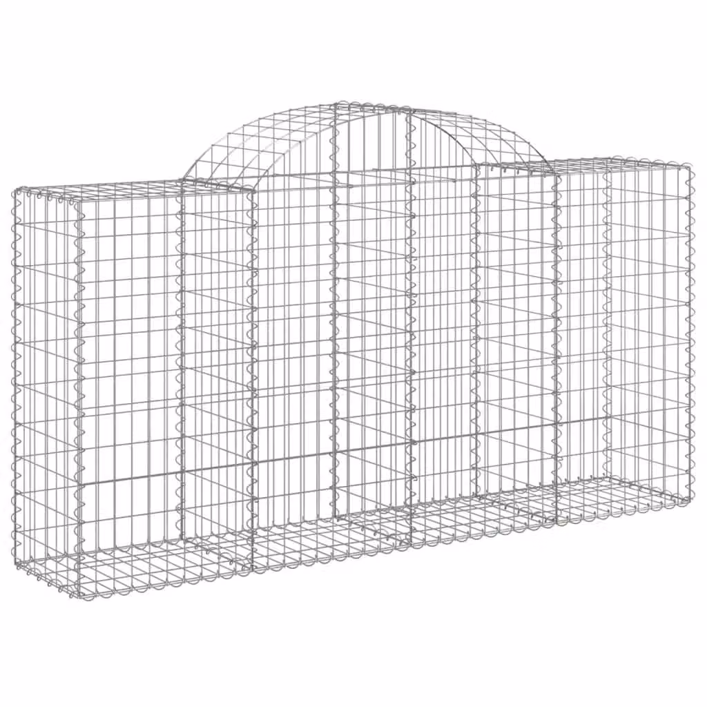 Berkfield Home Arched Gabion Basket in Silver Galvanised Steel, W: 200 cm, D: 50 cm, H: 100/120 cm – 2