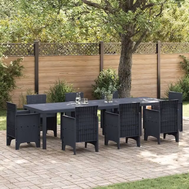 Berkfield Home Anthracite Poly Rattan Extendable Garden Table, W: 300 cm, D: 100 cm, H: 73 cm – 1