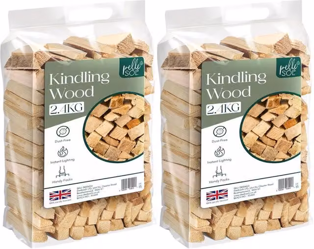 Pelle & Sol Kiln Dried Kindling Wood, 2 x 2.4 kg Packs
