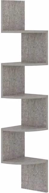 Berkfield Home Wall Mounted Corner Shelf in Concrete Grey, W/D/H: 19 x 19 x 123 cm