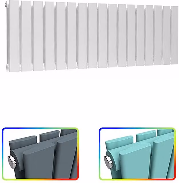 Lux Heat Double Flat Horizontal Wall Mounted Radiator in White, W: 119 cm, H: 40 cm