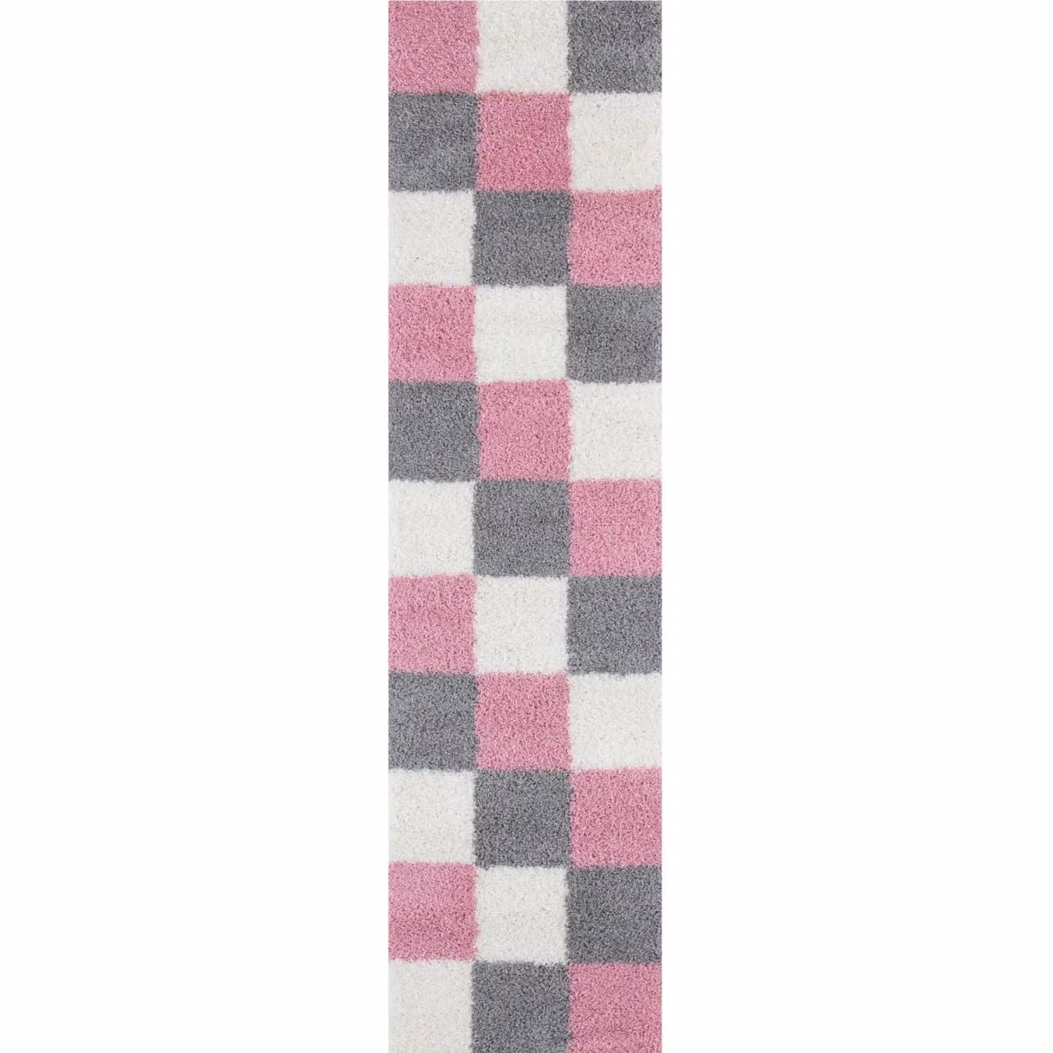THE RUGS Soft Check High Pile Shaggy Rug, Pink, W: 200 cm, D: 290 cm – 5