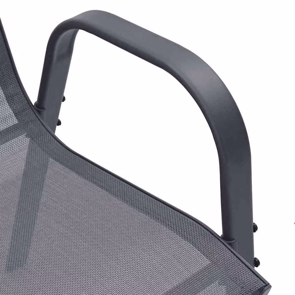 Berkfield Home Set of 6 Stackable Grey Garden Chairs with Textilene Fabric and Steel Frame – 6
