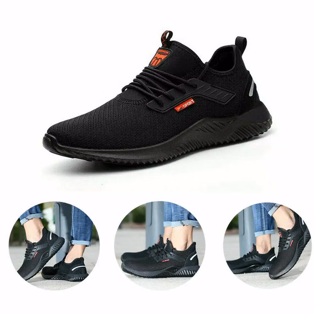 Safety Brands Men's Lightweight Water Resistant Safety Air Trainer Boots with Steel Toe Cap in Black, Size 8 UK – 4