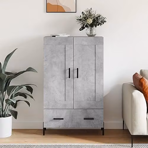 vidaXL Modern Highboard in Grey with Hinged Doors, W/D/H: 69.5 x 31 x 115 cm – 2